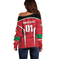 Custom Kuwait Cricket Off Shoulder Sweater Go Champions - Wonder Print Shop