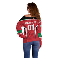 Custom Kuwait Cricket Off Shoulder Sweater Go Champions - Wonder Print Shop