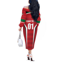 Custom Kuwait Cricket Off The Shoulder Long Sleeve Dress Go Champions - Wonder Print Shop