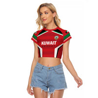 Custom Kuwait Cricket Raglan Cropped T Shirt Go Champions - Wonder Print Shop