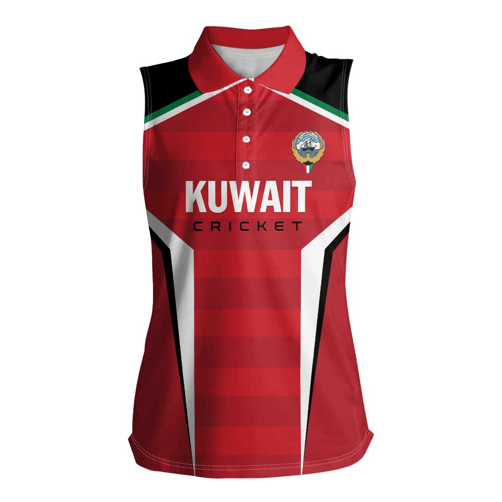 Custom Kuwait Cricket Women Sleeveless Polo Shirt Go Champions - Wonder Print Shop