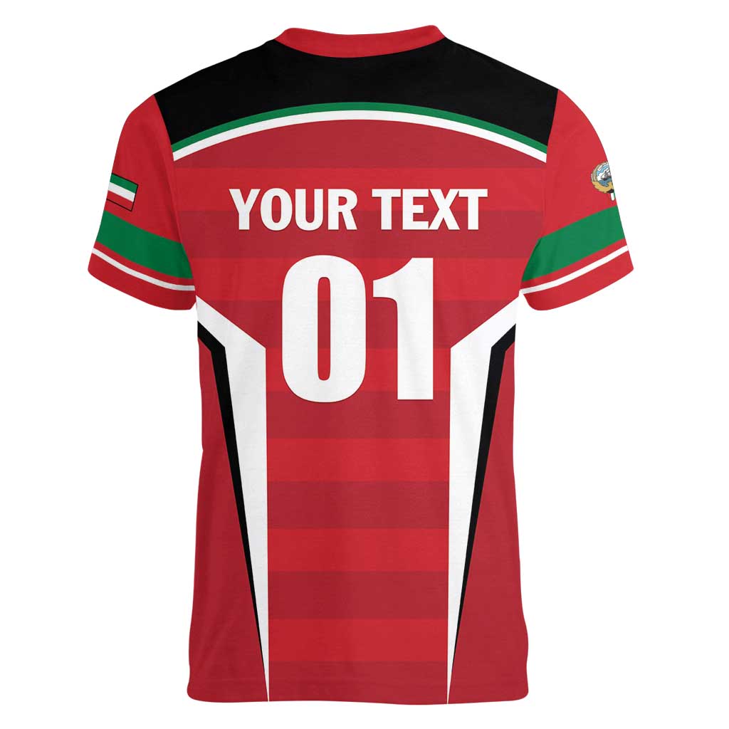 Custom Kuwait Cricket Women V-Neck T-Shirt Go Champions - Wonder Print Shop