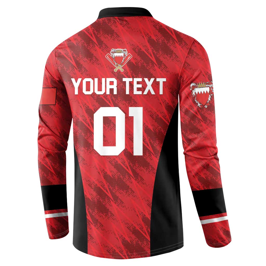 Custom Bahrain Cricket Button Sweatshirt Come On Team Bahrain - Wonder Print Shop