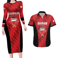Custom Bahrain Cricket Couples Matching Long Sleeve Bodycon Dress and Hawaiian Shirt Come On Team Bahrain - Wonder Print Shop