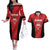 Custom Bahrain Cricket Couples Matching Off The Shoulder Long Sleeve Dress and Hawaiian Shirt Come On Team Bahrain - Wonder Print Shop