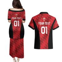 Custom Bahrain Cricket Couples Matching Puletasi and Hawaiian Shirt Come On Team Bahrain - Wonder Print Shop