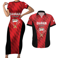 Custom Bahrain Cricket Couples Matching Short Sleeve Bodycon Dress and Hawaiian Shirt Come On Team Bahrain - Wonder Print Shop