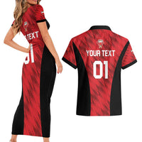 Custom Bahrain Cricket Couples Matching Short Sleeve Bodycon Dress and Hawaiian Shirt Come On Team Bahrain - Wonder Print Shop