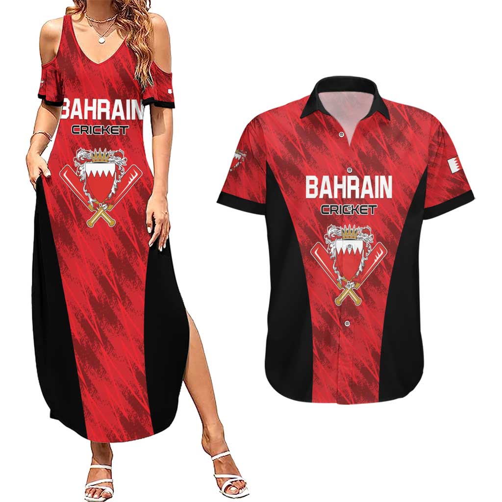 Custom Bahrain Cricket Couples Matching Summer Maxi Dress and Hawaiian Shirt Come On Team Bahrain - Wonder Print Shop