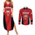Custom Bahrain Cricket Couples Matching Summer Maxi Dress and Long Sleeve Button Shirt Come On Team Bahrain - Wonder Print Shop