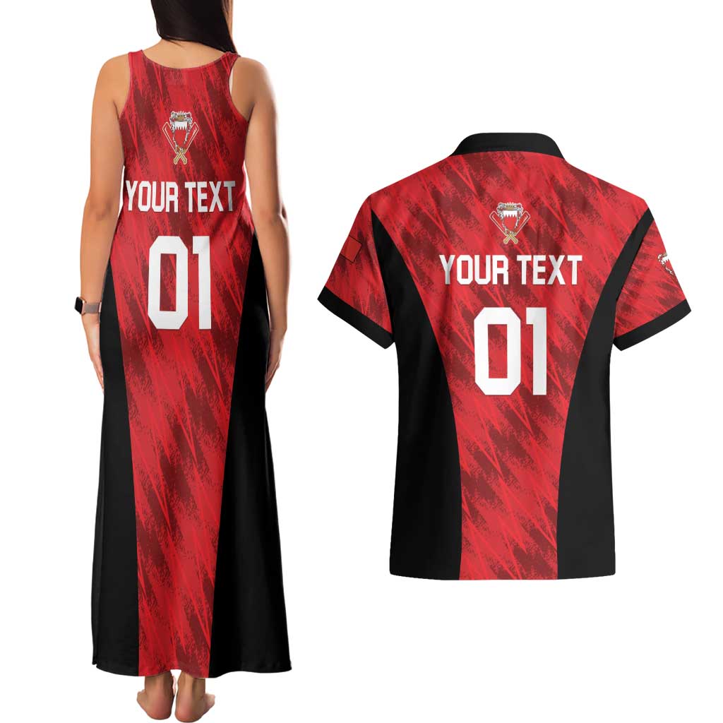 Custom Bahrain Cricket Couples Matching Tank Maxi Dress and Hawaiian Shirt Come On Team Bahrain - Wonder Print Shop