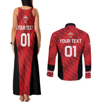 Custom Bahrain Cricket Couples Matching Tank Maxi Dress and Long Sleeve Button Shirt Come On Team Bahrain - Wonder Print Shop