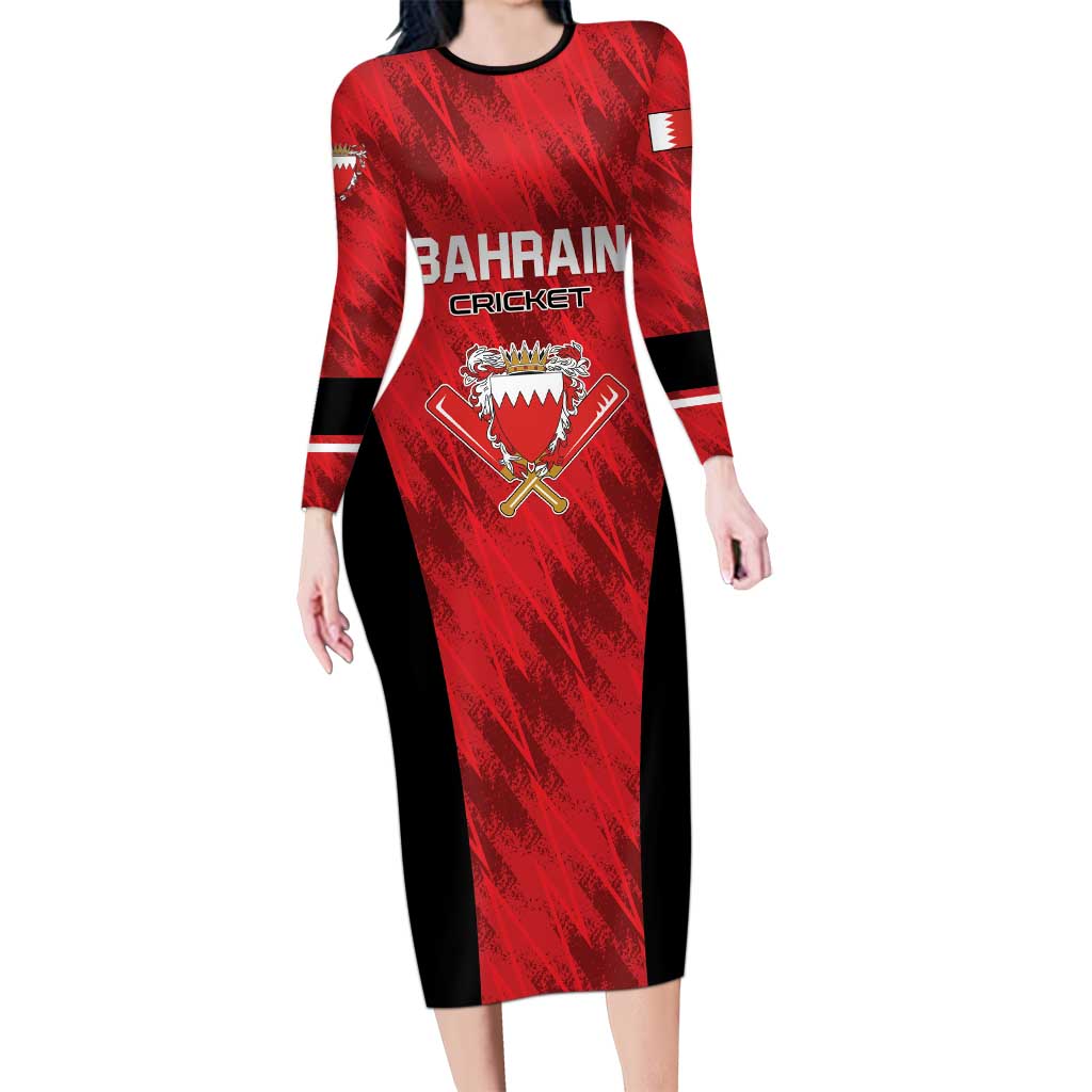 Custom Bahrain Cricket Family Matching Long Sleeve Bodycon Dress and Hawaiian Shirt Come On Team Bahrain - Wonder Print Shop