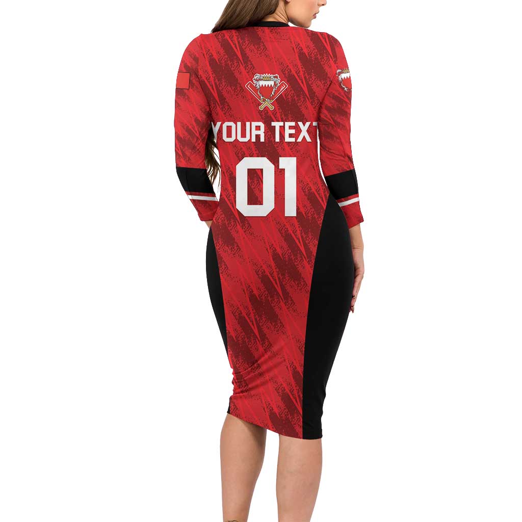 Custom Bahrain Cricket Family Matching Long Sleeve Bodycon Dress and Hawaiian Shirt Come On Team Bahrain - Wonder Print Shop