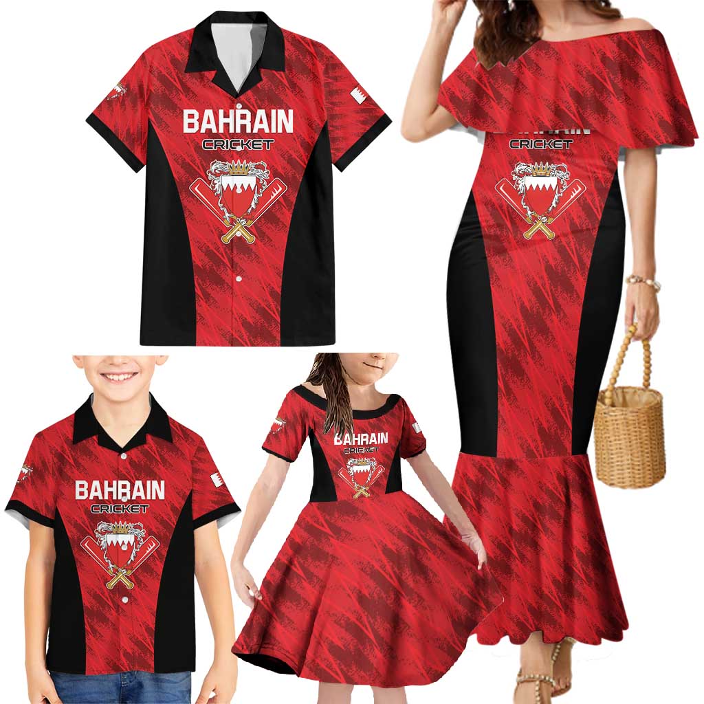 Custom Bahrain Cricket Family Matching Mermaid Dress and Hawaiian Shirt Come On Team Bahrain - Wonder Print Shop