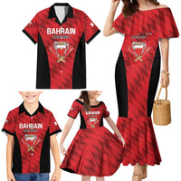 Custom Bahrain Cricket Family Matching Mermaid Dress and Hawaiian Shirt Come On Team Bahrain - Wonder Print Shop