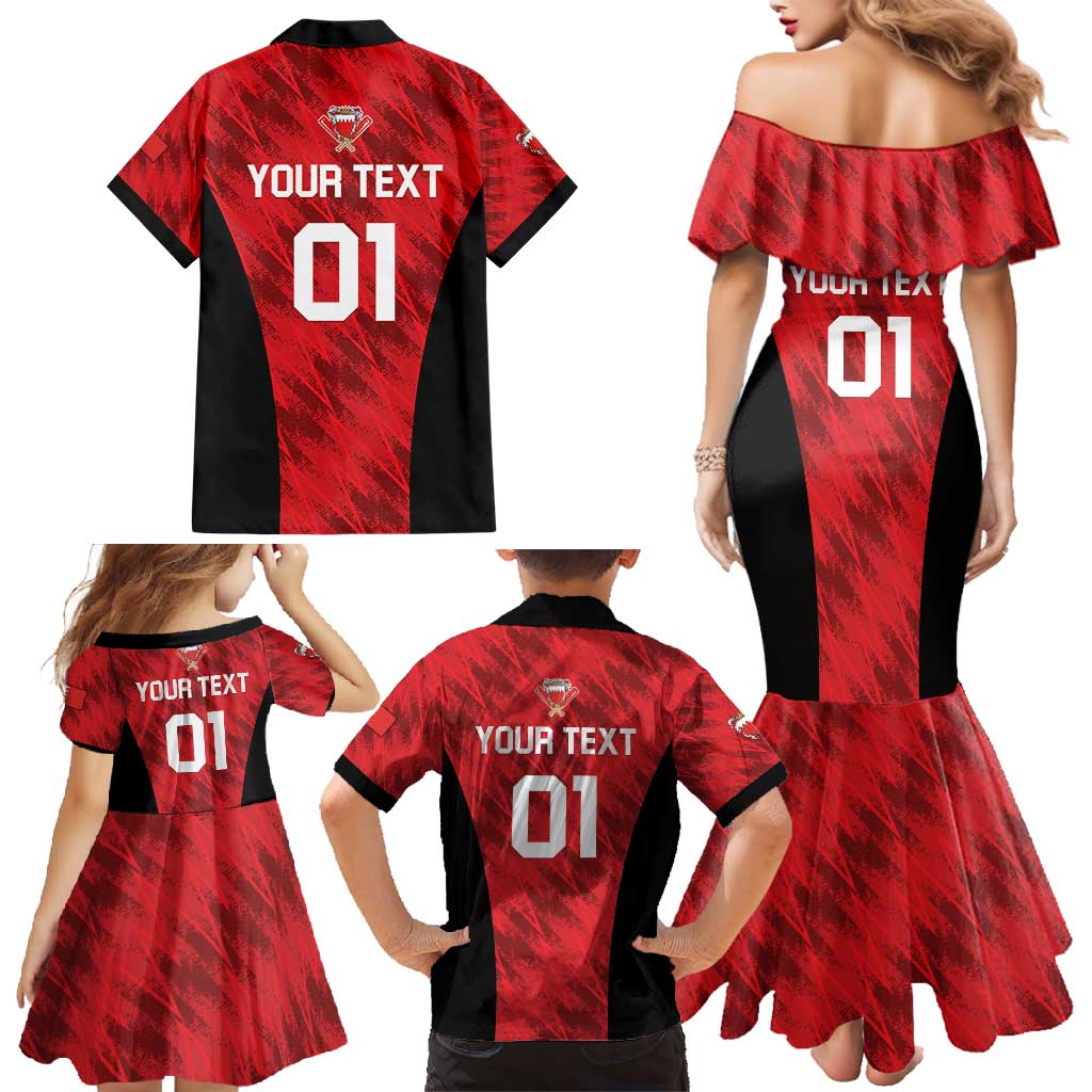 Custom Bahrain Cricket Family Matching Mermaid Dress and Hawaiian Shirt Come On Team Bahrain - Wonder Print Shop