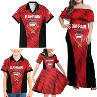 Custom Bahrain Cricket Family Matching Off Shoulder Maxi Dress and Hawaiian Shirt Come On Team Bahrain - Wonder Print Shop