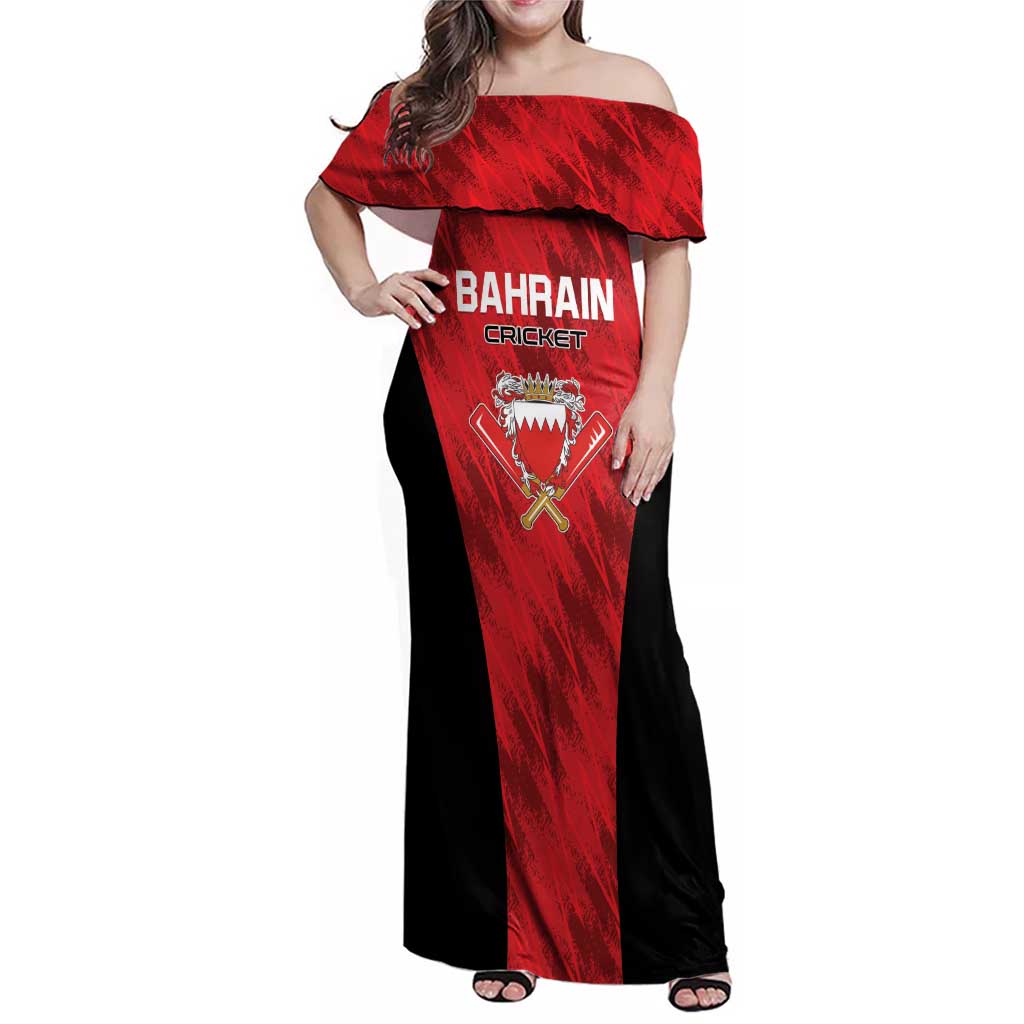 Custom Bahrain Cricket Family Matching Off Shoulder Maxi Dress and Hawaiian Shirt Come On Team Bahrain - Wonder Print Shop