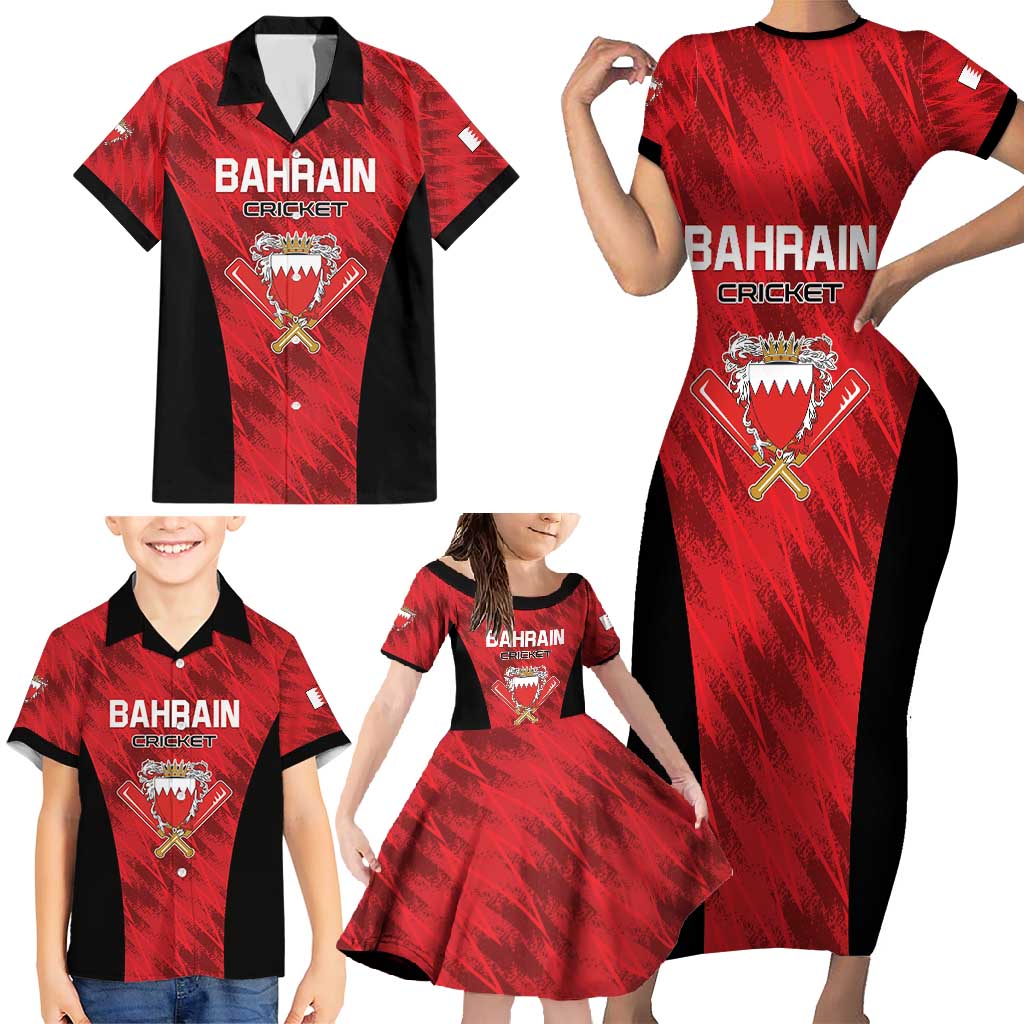 Custom Bahrain Cricket Family Matching Short Sleeve Bodycon Dress and Hawaiian Shirt Come On Team Bahrain - Wonder Print Shop