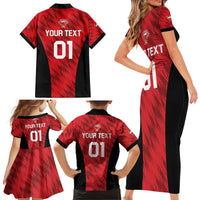 Custom Bahrain Cricket Family Matching Short Sleeve Bodycon Dress and Hawaiian Shirt Come On Team Bahrain - Wonder Print Shop