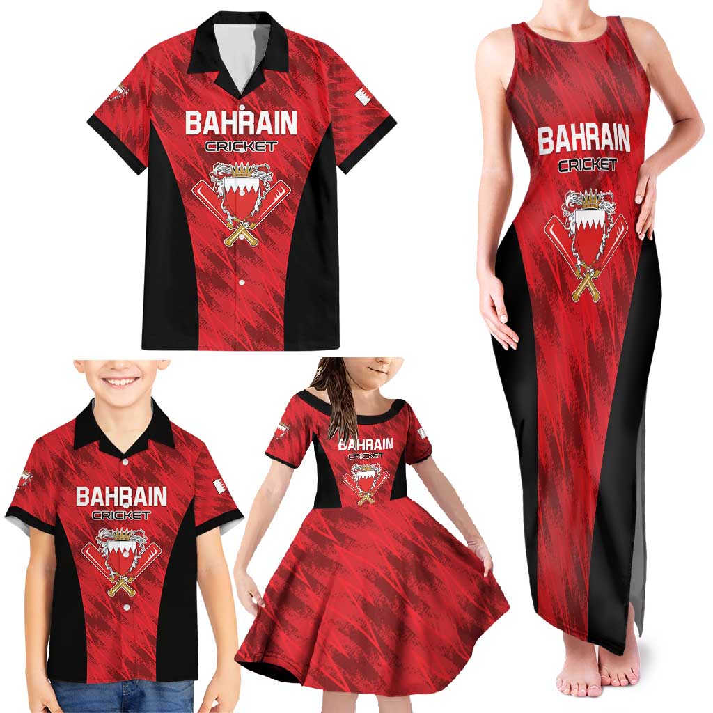 Custom Bahrain Cricket Family Matching Tank Maxi Dress and Hawaiian Shirt Come On Team Bahrain - Wonder Print Shop