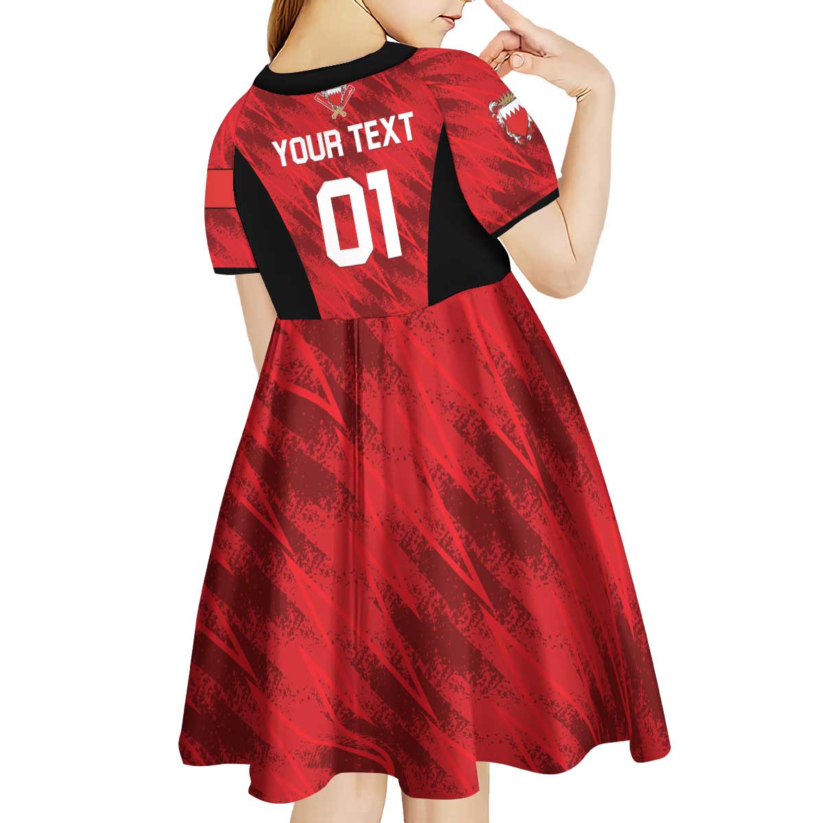 Custom Bahrain Cricket Kid Short Sleeve Dress Come On Team Bahrain - Wonder Print Shop