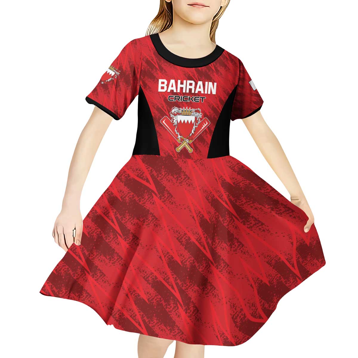 Custom Bahrain Cricket Kid Short Sleeve Dress Come On Team Bahrain - Wonder Print Shop
