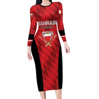 Custom Bahrain Cricket Long Sleeve Bodycon Dress Come On Team Bahrain - Wonder Print Shop