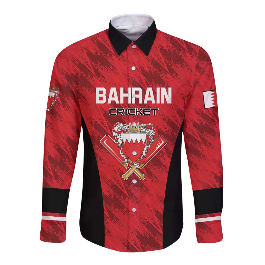 Custom Bahrain Cricket Long Sleeve Button Shirt Come On Team Bahrain - Wonder Print Shop