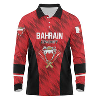 Custom Bahrain Cricket Long Sleeve Polo Shirt Come On Team Bahrain - Wonder Print Shop