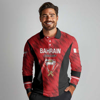 Custom Bahrain Cricket Long Sleeve Polo Shirt Come On Team Bahrain - Wonder Print Shop