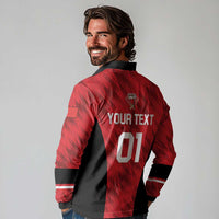 Custom Bahrain Cricket Long Sleeve Polo Shirt Come On Team Bahrain - Wonder Print Shop