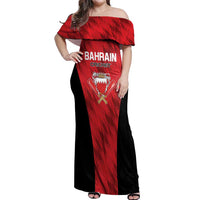 Custom Bahrain Cricket Off Shoulder Maxi Dress Come On Team Bahrain - Wonder Print Shop
