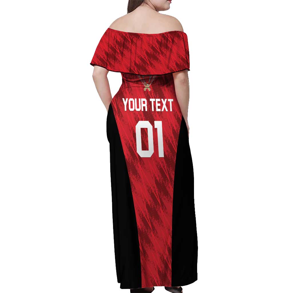 Custom Bahrain Cricket Off Shoulder Maxi Dress Come On Team Bahrain - Wonder Print Shop
