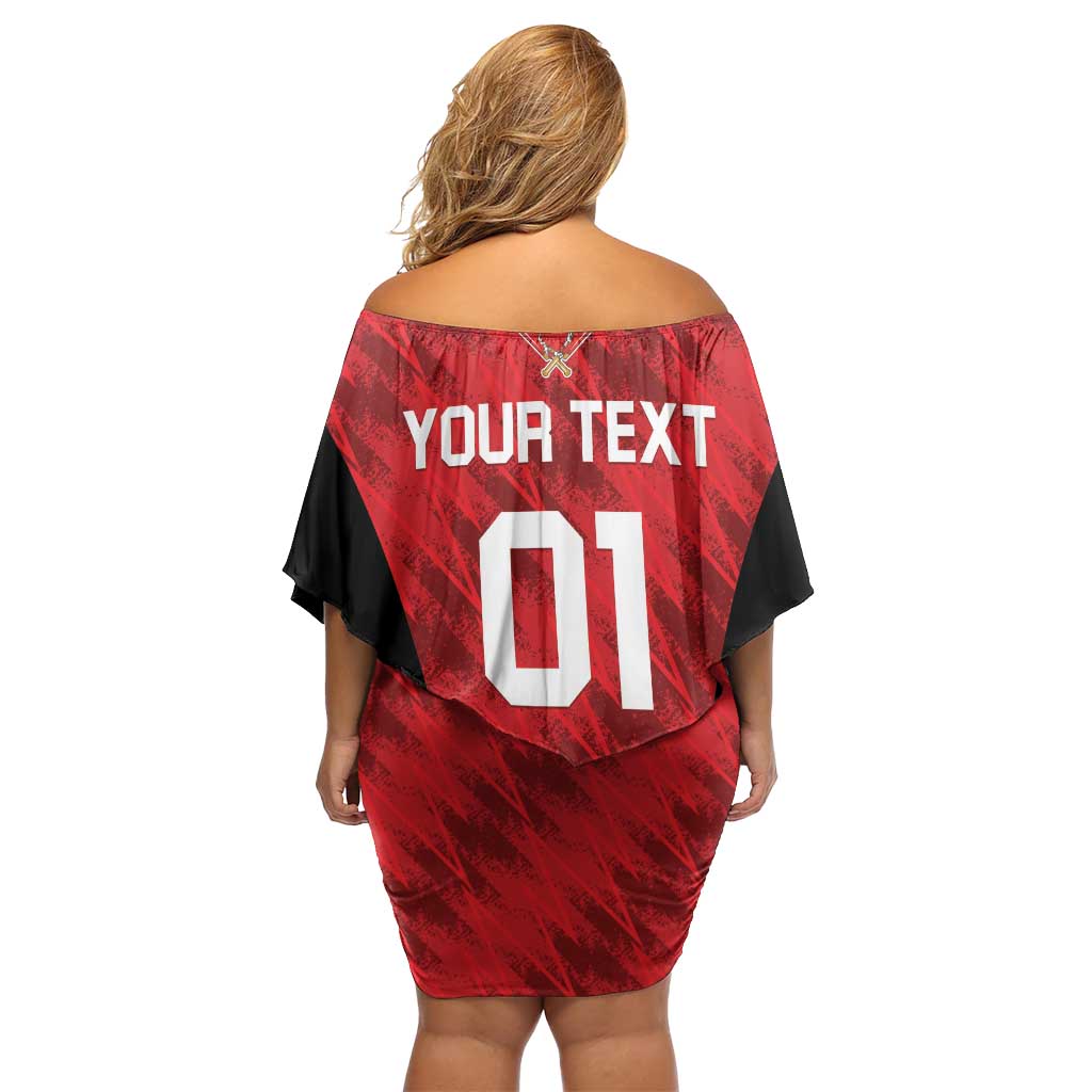 Custom Bahrain Cricket Off Shoulder Short Dress Come On Team Bahrain - Wonder Print Shop