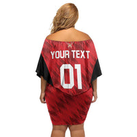Custom Bahrain Cricket Off Shoulder Short Dress Come On Team Bahrain - Wonder Print Shop