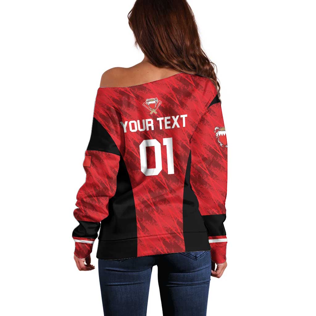 Custom Bahrain Cricket Off Shoulder Sweater Come On Team Bahrain - Wonder Print Shop
