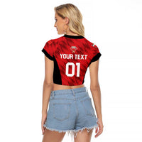 Custom Bahrain Cricket Raglan Cropped T Shirt Come On Team Bahrain - Wonder Print Shop