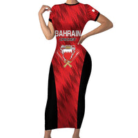 Custom Bahrain Cricket Short Sleeve Bodycon Dress Come On Team Bahrain - Wonder Print Shop