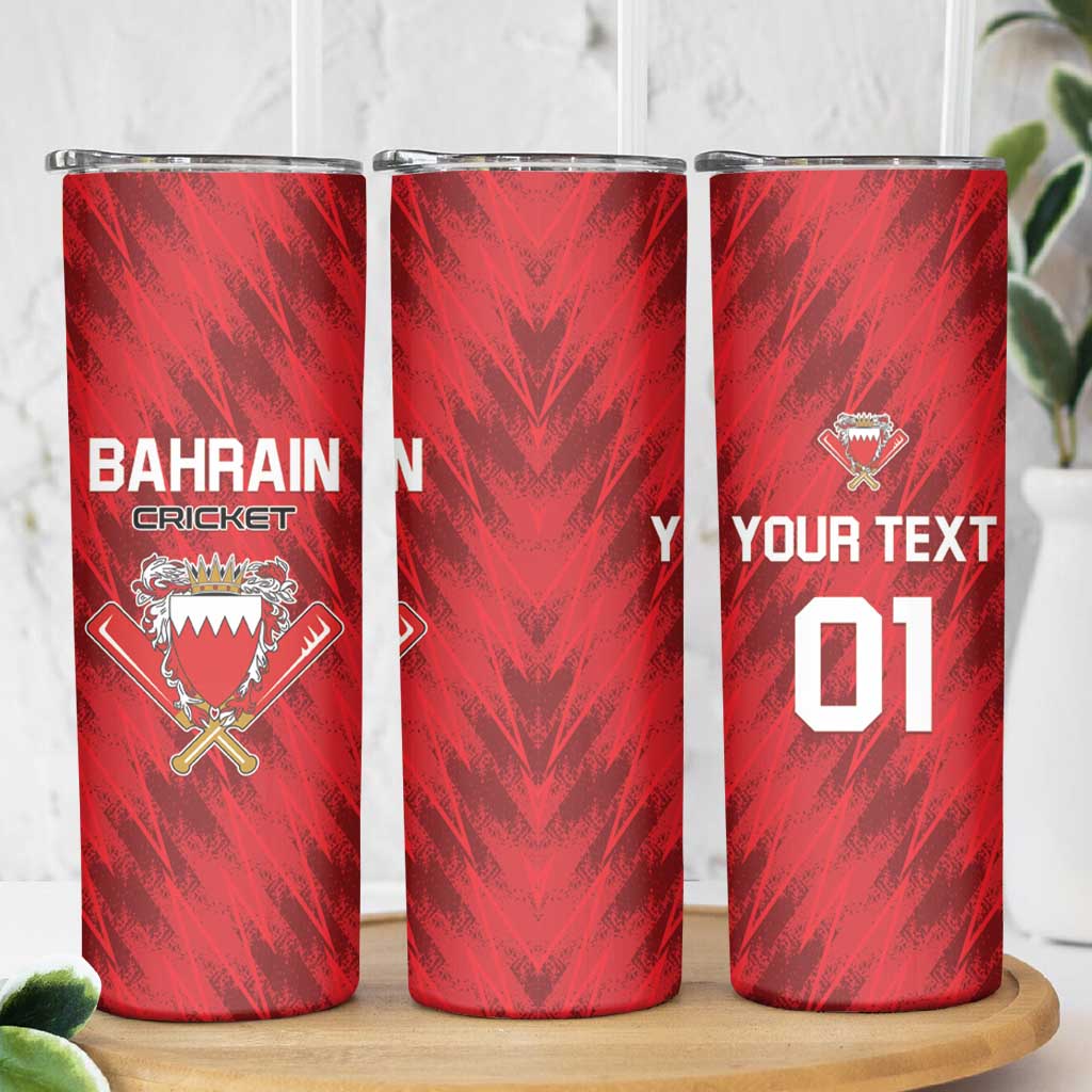 Custom Bahrain Cricket Skinny Tumbler Come On Team Bahrain - Wonder Print Shop