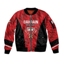 Custom Bahrain Cricket Sleeve Zip Bomber Jacket Come On Team Bahrain - Wonder Print Shop
