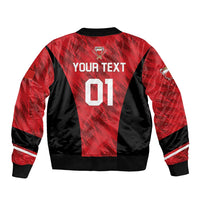 Custom Bahrain Cricket Sleeve Zip Bomber Jacket Come On Team Bahrain - Wonder Print Shop