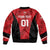 Custom Bahrain Cricket Sleeve Zip Bomber Jacket Come On Team Bahrain - Wonder Print Shop