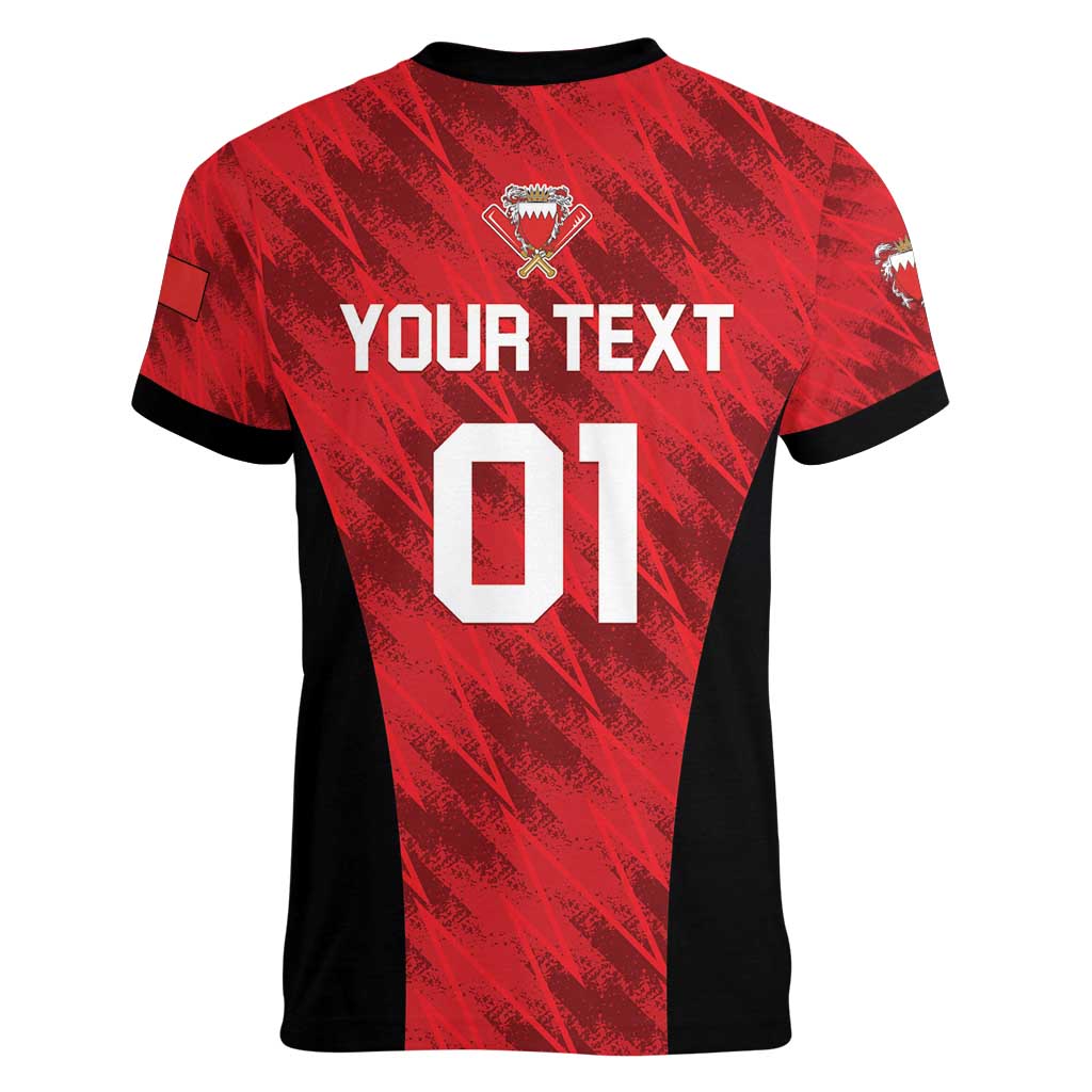 Custom Bahrain Cricket Women V-Neck T-Shirt Come On Team Bahrain - Wonder Print Shop