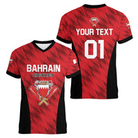Custom Bahrain Cricket Women V-Neck T-Shirt Come On Team Bahrain - Wonder Print Shop