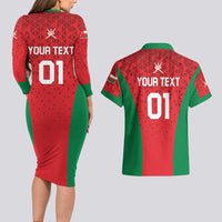 Custom Oman Cricket Couples Matching Long Sleeve Bodycon Dress and Hawaiian Shirt Team Oman Come On - Wonder Print Shop