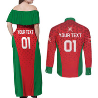 Custom Oman Cricket Couples Matching Off Shoulder Maxi Dress and Long Sleeve Button Shirt Team Oman Come On - Wonder Print Shop