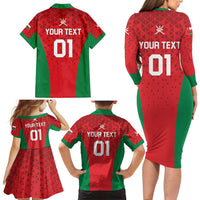 Custom Oman Cricket Family Matching Long Sleeve Bodycon Dress and Hawaiian Shirt Team Oman Come On - Wonder Print Shop