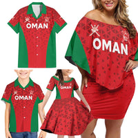 Custom Oman Cricket Family Matching Off Shoulder Short Dress and Hawaiian Shirt Team Oman Come On - Wonder Print Shop
